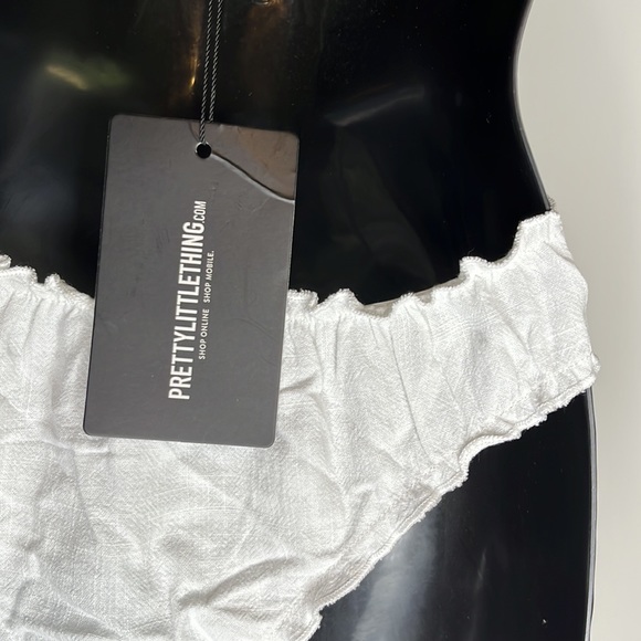 NWT Pretty Little Thing White Linen Triangle Bikini - Picture 9 of 11